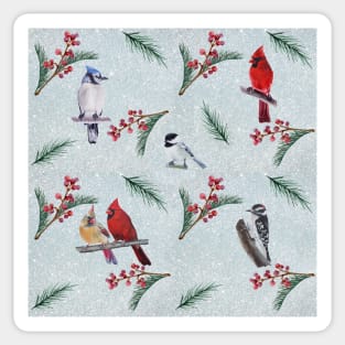 Birds and Berries Winter Holiday pattern Sticker